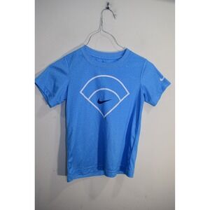 Nike Dri-Fit Baseball Diamond Graphic Quick Dry T Shirt BOYS L 6 7 Blue